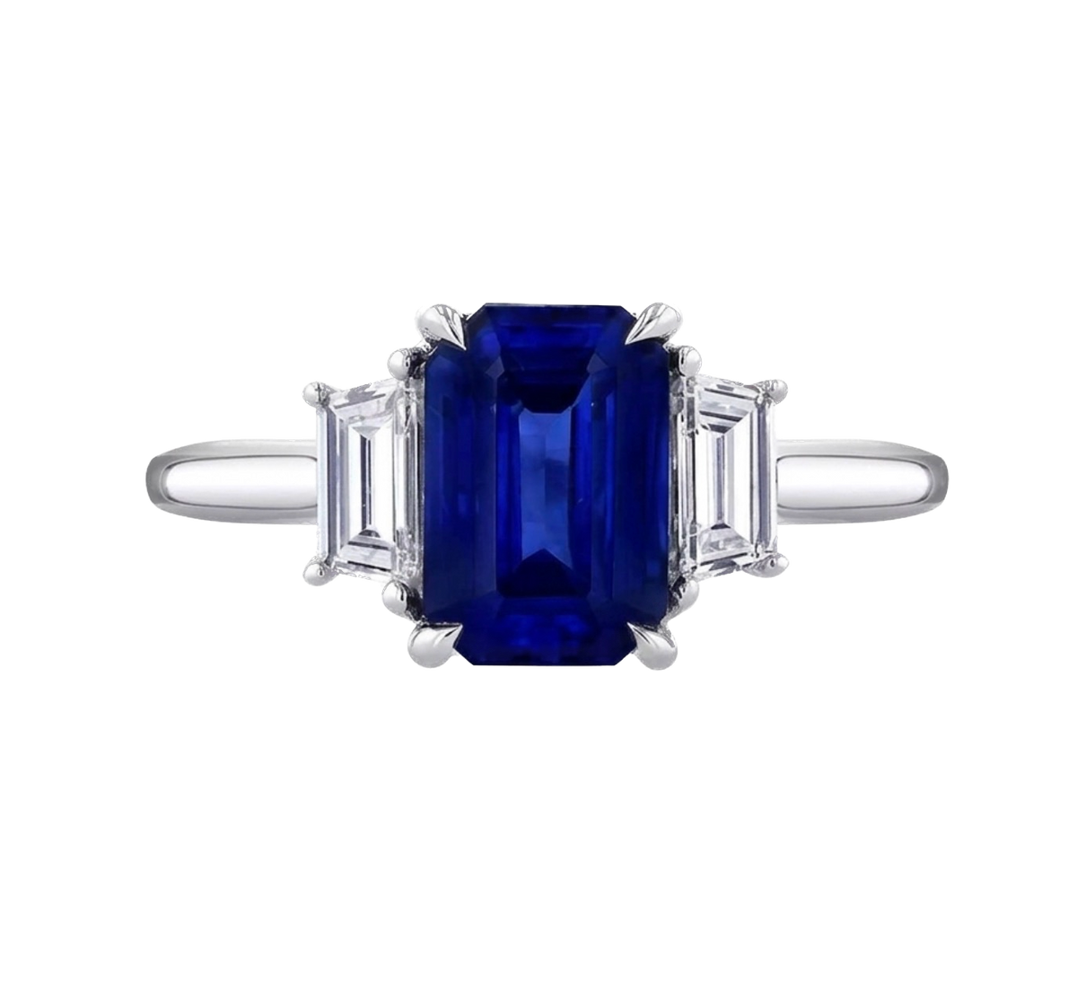 3-Stone Diamond and Sapphire Ring in Platinum