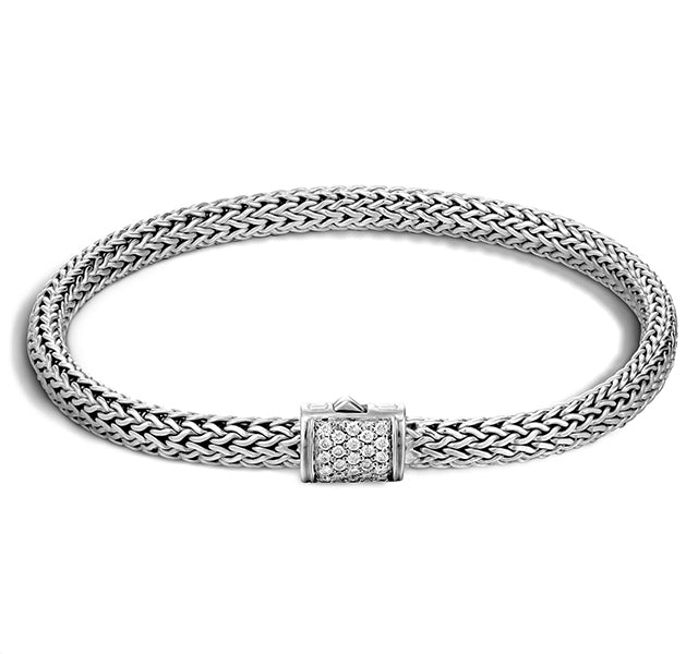5mm Classic Chain Bracelet with Pave Diamond Clasp