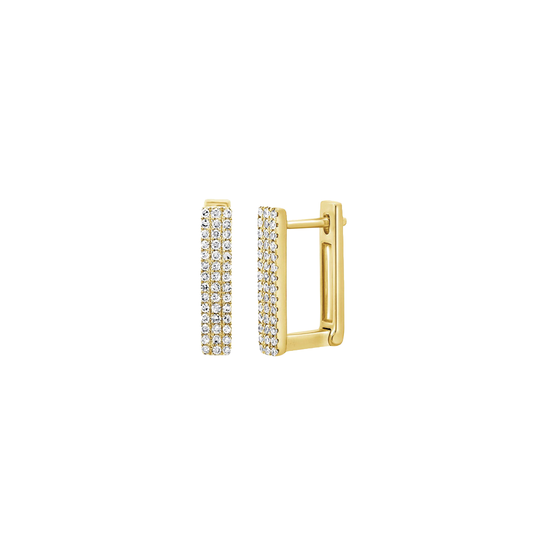 Diamond Square Hoop Earrings in Yellow Gold