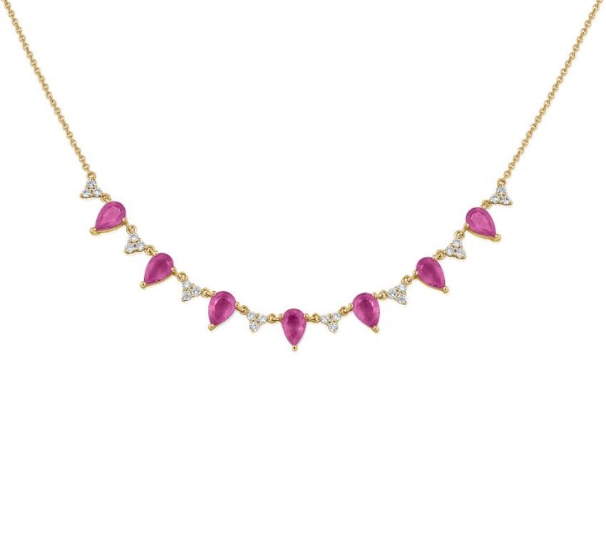 Alternating Pink Sapphire & Diamond Necklace