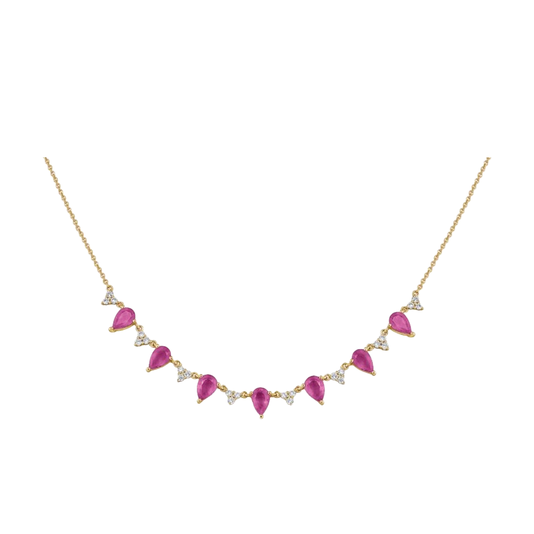 Alternating Pink Sapphire & Diamond Necklace