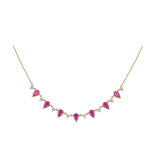 Alternating Pink Sapphire & Diamond Necklace