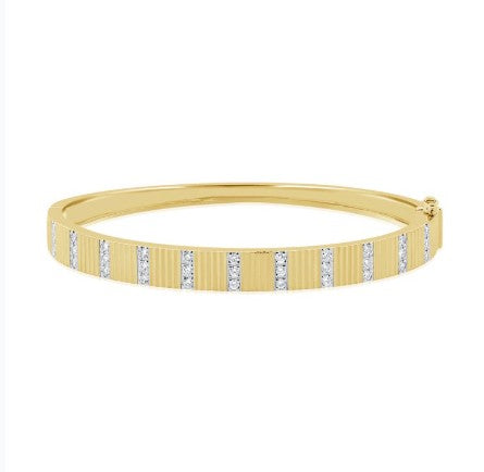 Fluted Bracelet with Diamond Sections