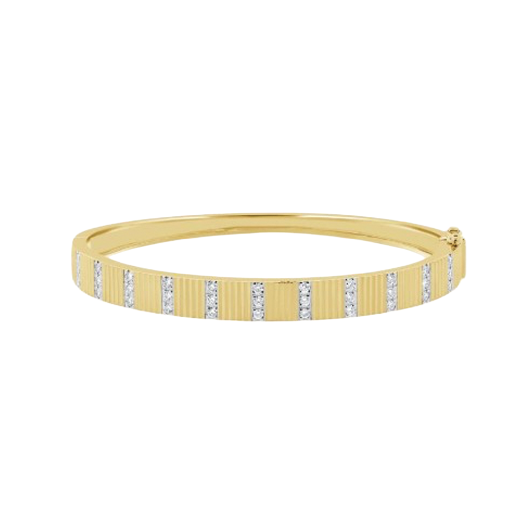 Fluted Bracelet with Diamond Sections