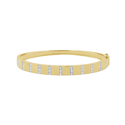 Fluted Bracelet with Diamond Sections