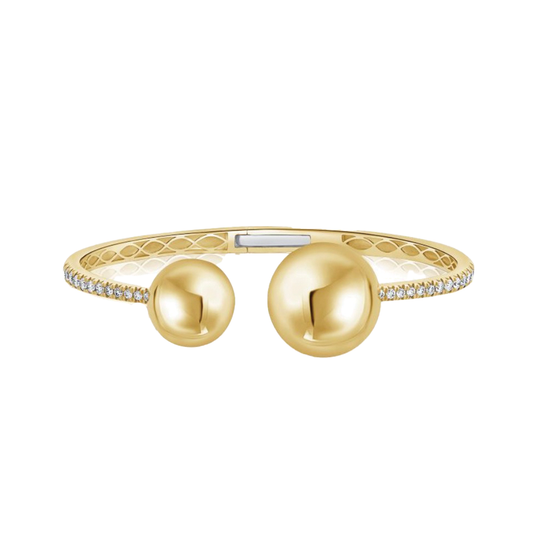 Open Gold Ball Bangle Bracelet with Diamonds