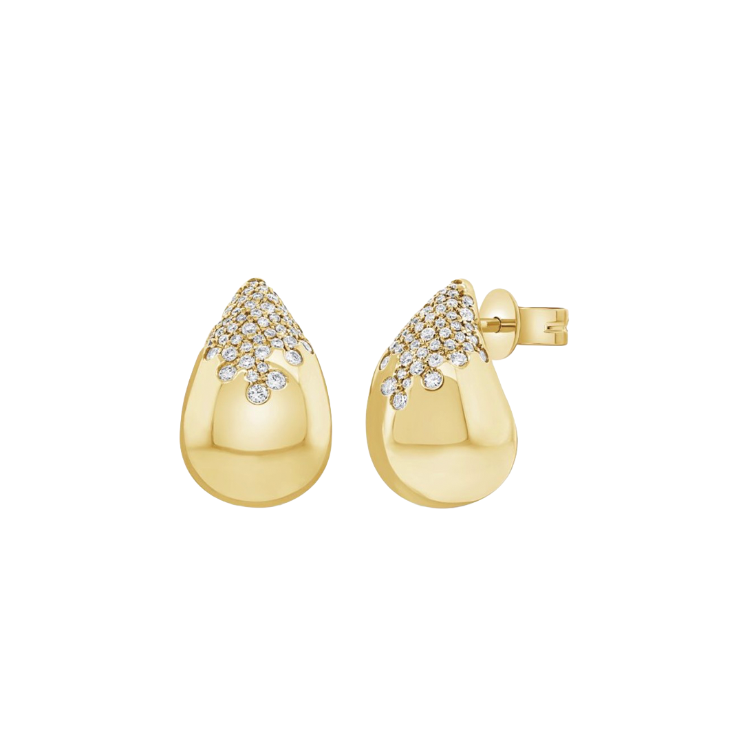 Pear Shape Gold and Diamond Earrings