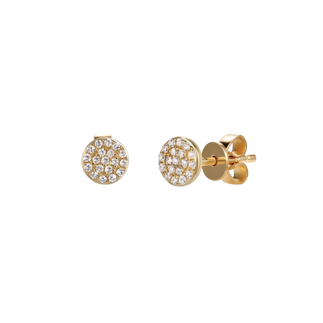 Disc Stud Earrings with Diamonds