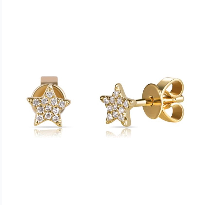 Diamond Star Earrings in Yellow Gold