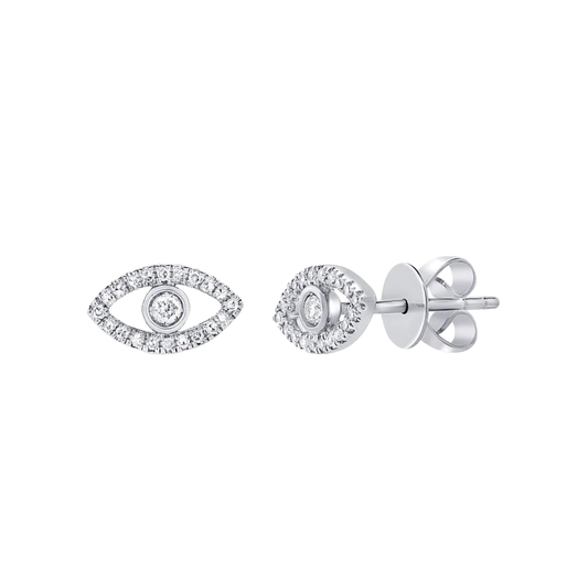 Evil Eye Diamond Earrings in White Gold