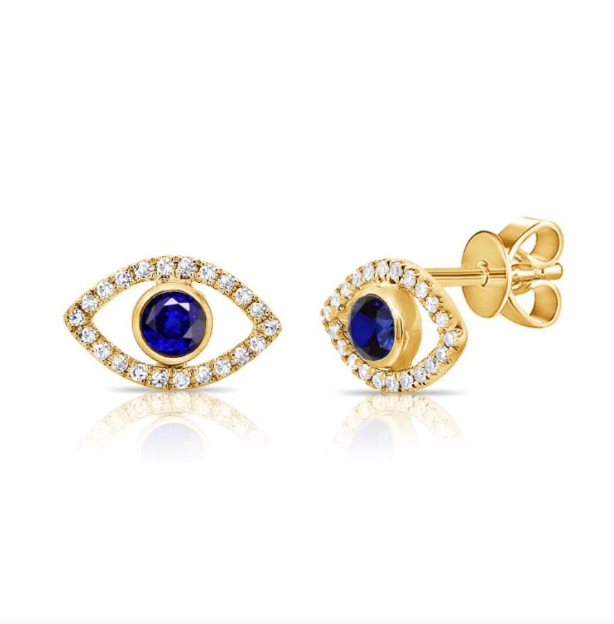Evil Eye Stud Earrings in Gold