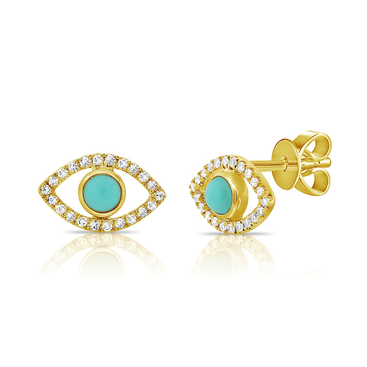 Turquoise and Diamond Evil Eye Earrings