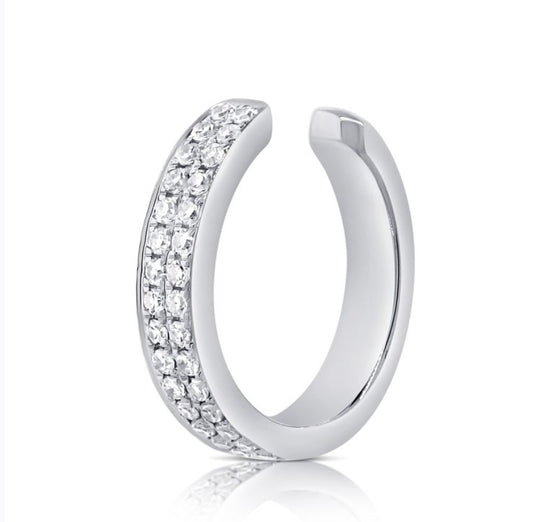 Pave Diamond Double Row Single Ear Cuff