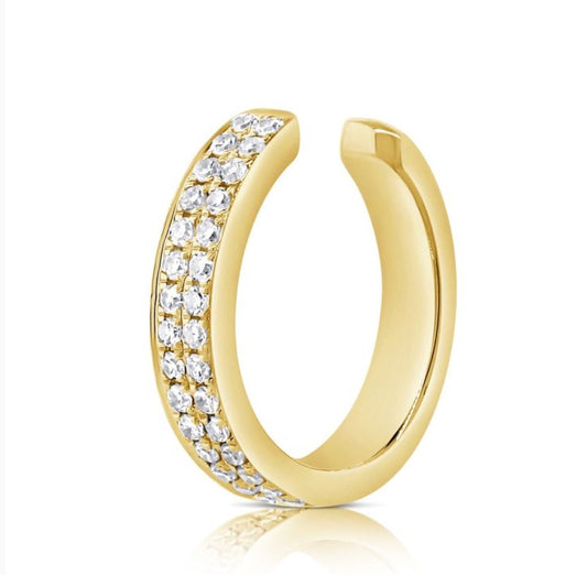 Pave Diamond Double Row Single Ear Cuff