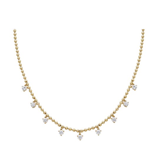 Dangling Diamond Necklace on Gold Ball Chain
