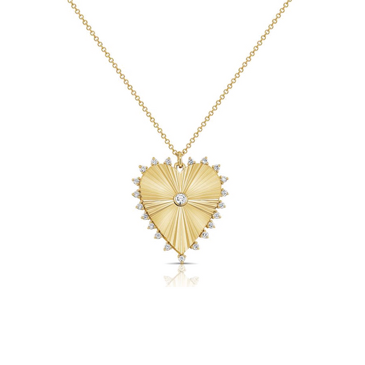 Diamond Heart Fluted Necklace