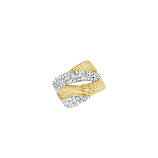 Wide Diamond Crossover Ring