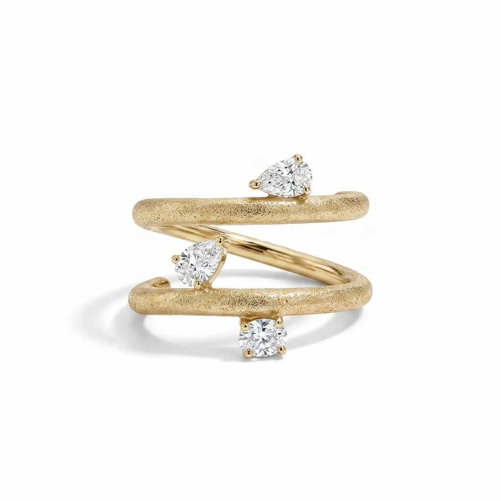 Matte Finish Diamond Wrap Ring