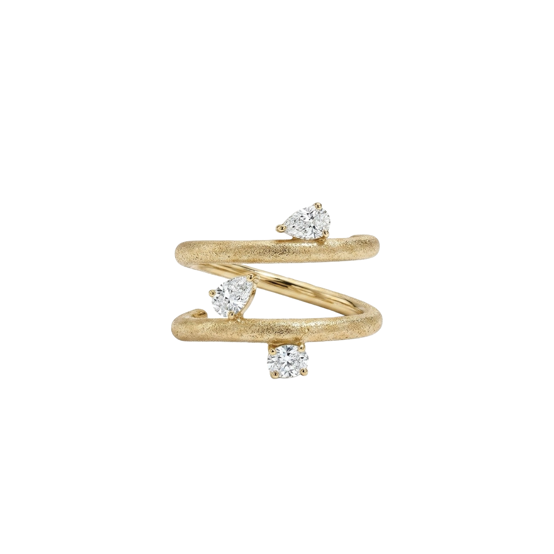 Matte Finish Diamond Wrap Ring