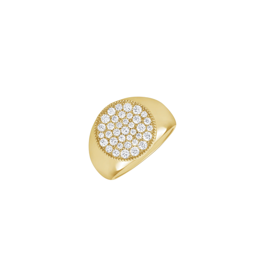 Round Diamond Signet Ring
