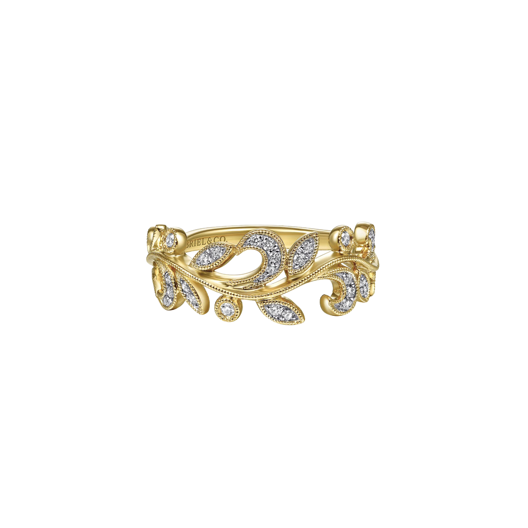Wide Floral Diamond Ring