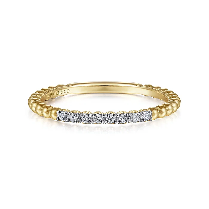 Bead and Diamond Stackable Ring