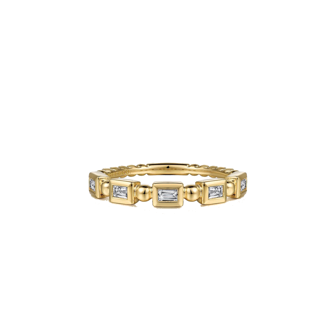 Stackable Ring with Bezel Set Baguette Diamonds