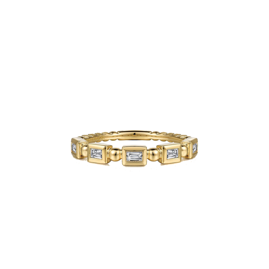 Stackable Ring with Bezel Set Baguette Diamonds