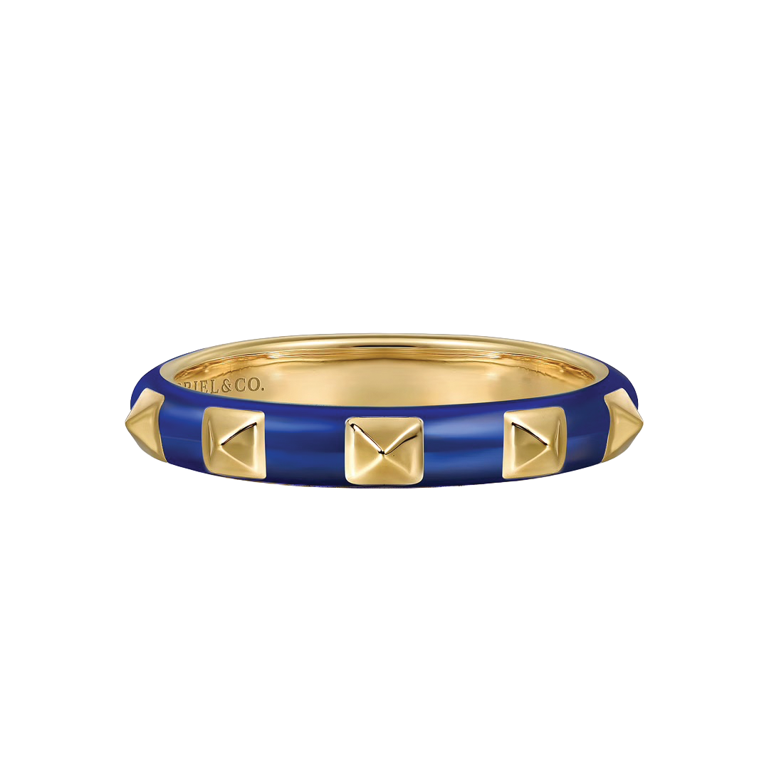 Blue and Gold Pyramid Stacking Ring