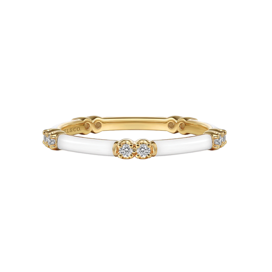 White and Gold Stacking Ring with Diamonds