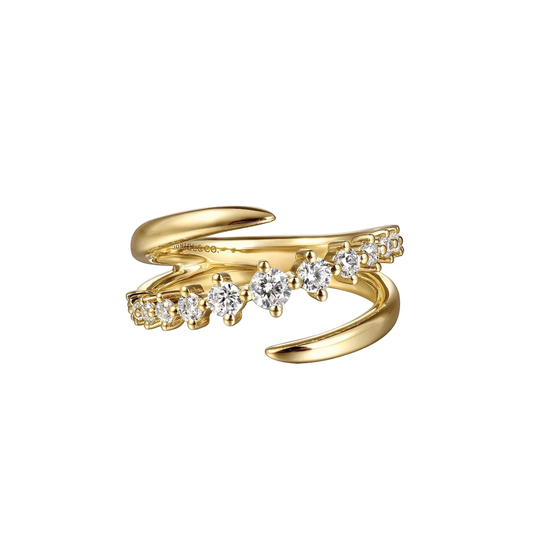 Diamond Bypass Ring in Yellow Gold