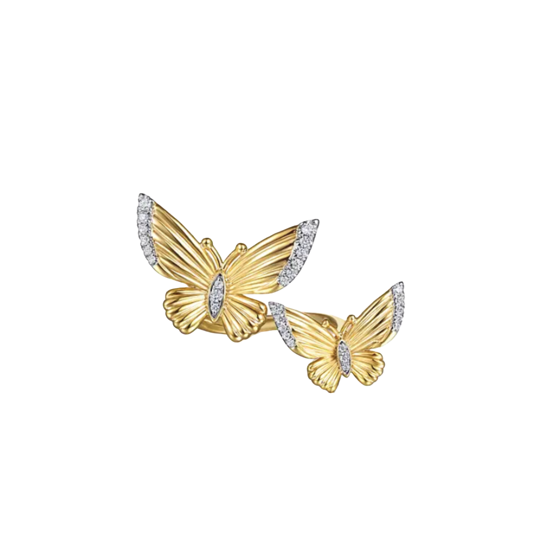 Gold and Diamond Butterfly Cuff Ring