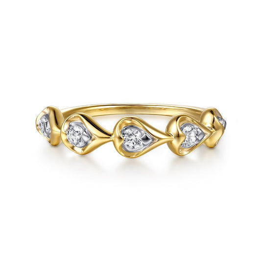 Diamond Teardrop Stackable Ring in Yellow and White Gold