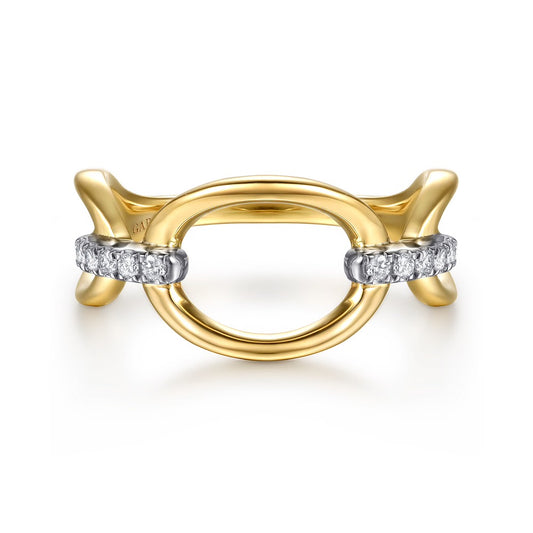 Oval Link and Diamond Bar Ring