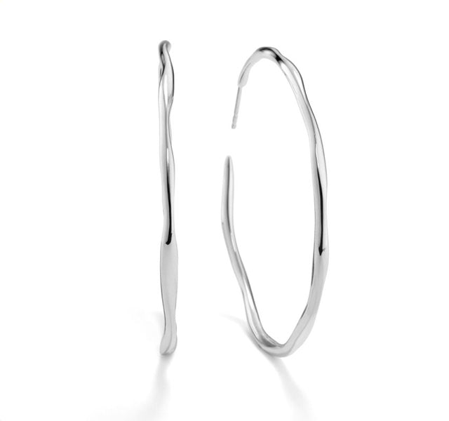 Large Squiggle Hoop Earrings in Sterling Silver