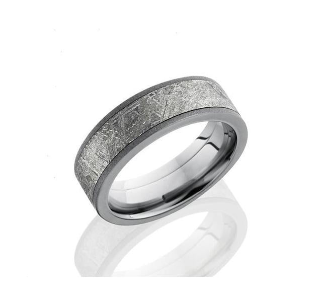 Titanium Band with Meteorite Inlay