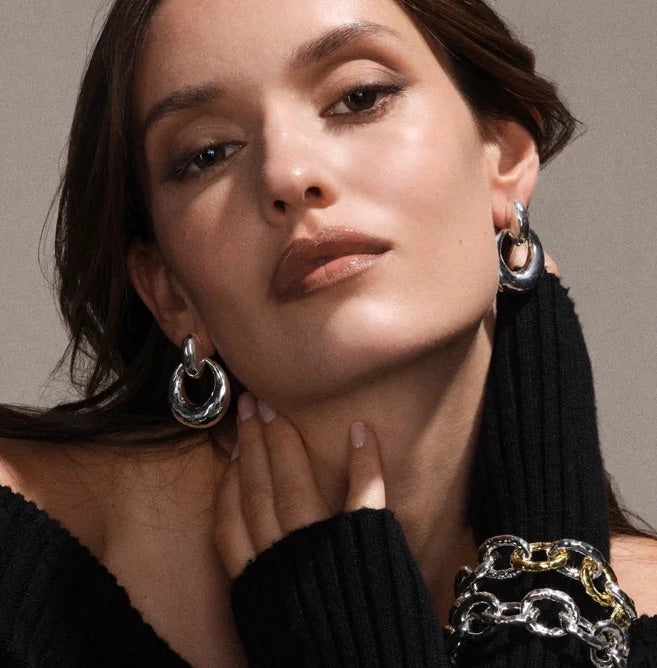 Classico Chunky Doorknocker Drop Earrings in Sterling Silver