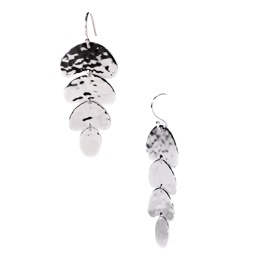Classico Crinkle Organic Shape 4-Tier Earrings in Sterling Silver