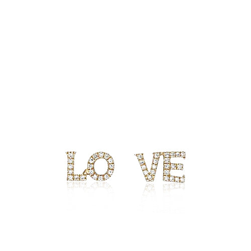 LO & VE Stud Earrings with Diamonds in Yellow Gold