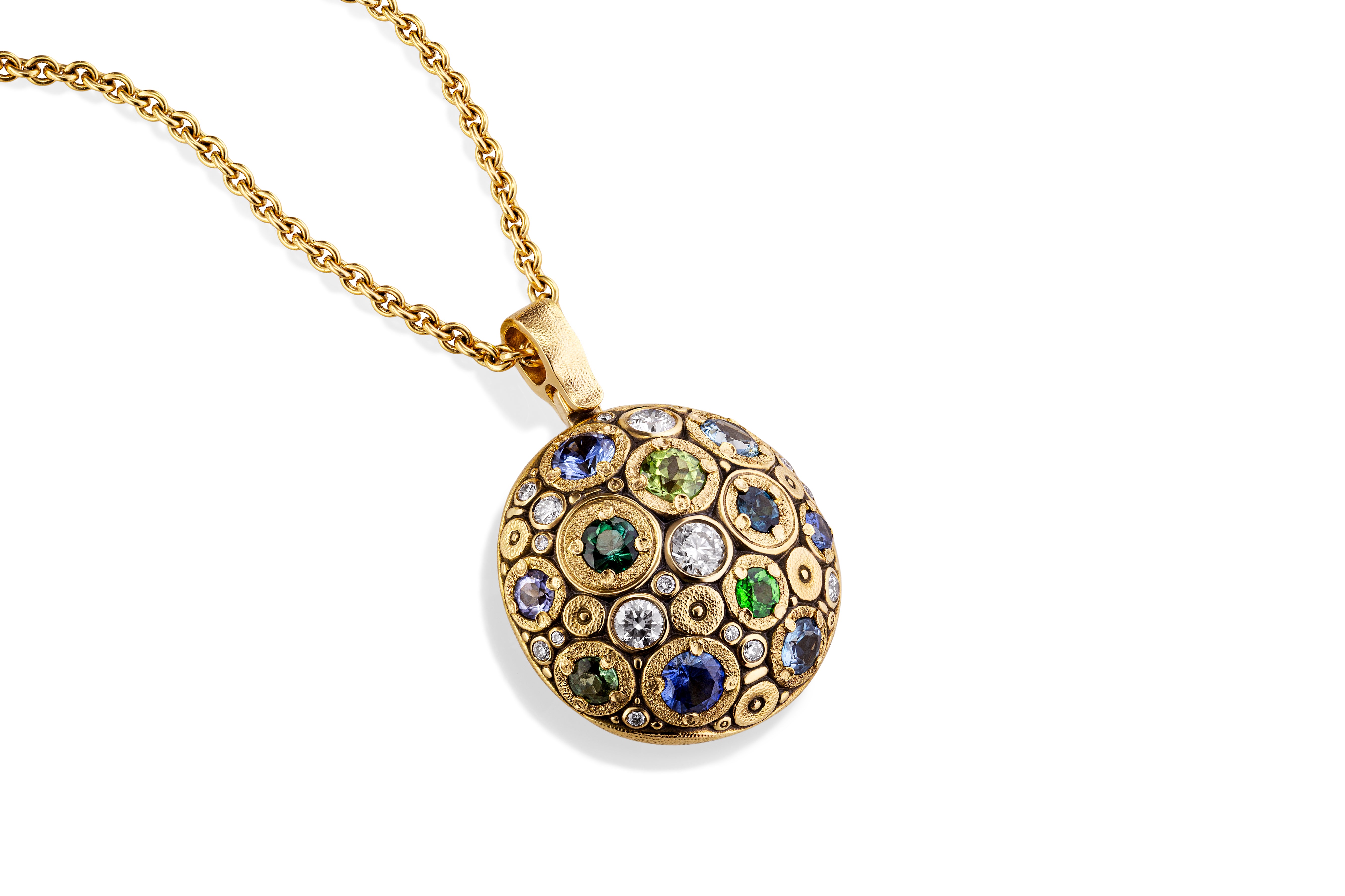 "Blooming Hill" Necklace with Multicolor Sapphires