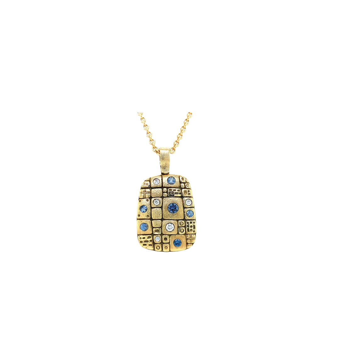 Old Pathway Pendant Necklace with Sapphires and Diamonds