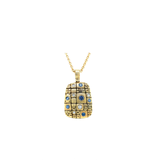 Old Pathway Pendant Necklace with Sapphires and Diamonds