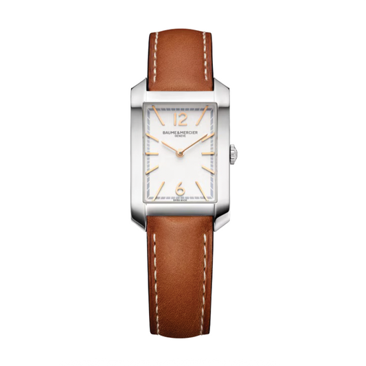 Ladies Hampton Rectangular Watch with Grey Opaline Dial and Leather Strap