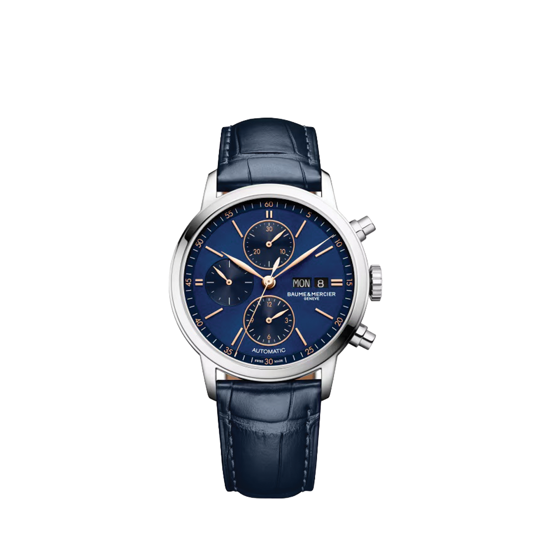 42mm Classima Watch with Blue Dial and Alligator Strap