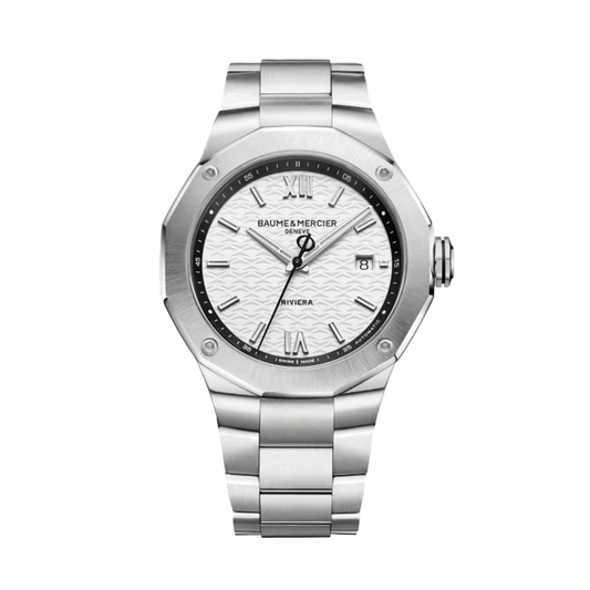 42mm Riviera Watch with White Waves Dial