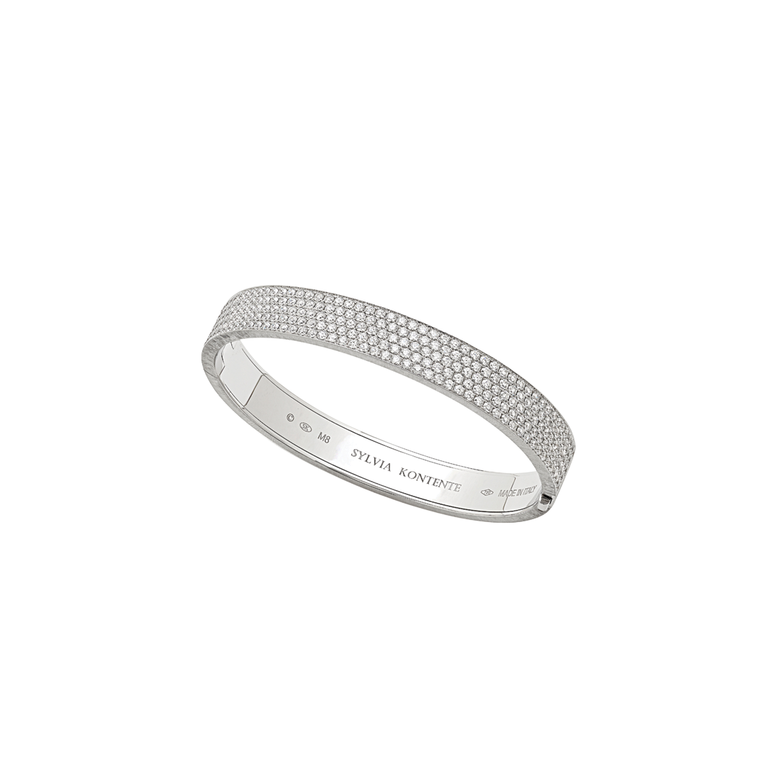 5-Row Diamond Oval Bracelet with Hand Engraved Finish