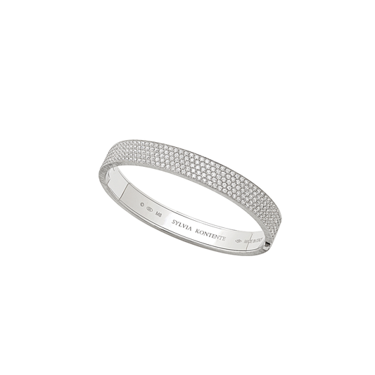 5-Row Diamond Oval Bracelet with Hand Engraved Finish