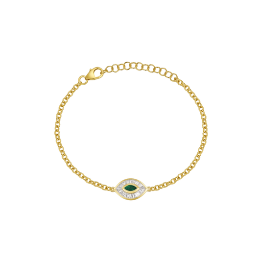 Emerald and Diamond Evil Eye Bracelet