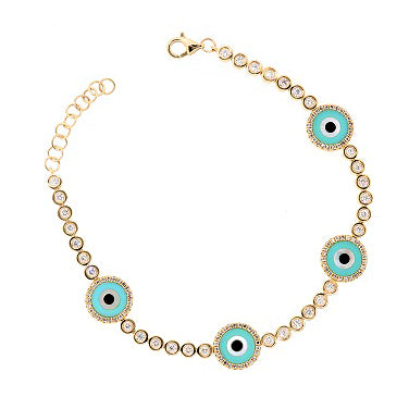 Evil Eye Station Bracelet with Diamonds