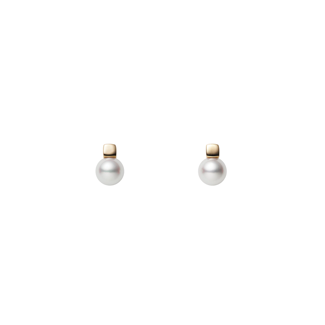 7mm Akoya Pearl Studs with Gold Accents